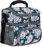 FlowFly Double Layer Cooler Insulated Lunch Bag Adult Lunch Box Large Tote Bag for Men, Women, With Adjustable Strap,Front Pocket and Dual Large Mesh Side Pockets
