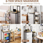 Mini Fridge and Microwave Stand Over Refrigerator Storage Shelf with Power Outlet, 5 Tiers Adjustable Bakers Rack Cabinet Coffee Bar Appliance Organizer for Dorm Office,Natural