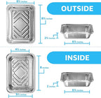 MontoPack Disposable Takeout Pans with Clear Lids | 2lb Capacity Aluminum Foil Food Containers with Strong Seal for Freshness & Spill Resistance | Eco-Friendly & Recyclable | 50-Pack 8x5.5” Drip Pans