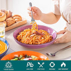 vancasso Bonita Pasta Bowls Set of 6, 50oz Large Salad Bowls for Kitchen, Corlorful Stoneware Serving Bowls Dishwasher & Microwave Safe