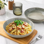 AmorArc 8.5'' Large Pasta Bowls, 36oz Stoneware Pasta Serving Bowls Set of 6 for Kitchen, Wide Bowls for Pasta,Salad,Oatmeal, Microwave Safe, Reactive Glaze