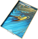 Spsyrine Serving Tray, Marble Decorative Tray Plastic Rectangular Coffee Table Tray for Living Room, Storage, Kitchen, Ottoman, Bathroom Decor. 15.6” X 10.2" LJRE