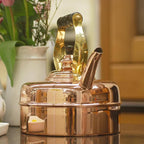 Newey & Bloomer Kensington No. 1 Tea Kettle, 1.9 Qt. - Handmade Solid Copper Body & Beechwood Handle, Whistling Lid - Classic British Craftsmanship - Gas & Electric Compatible