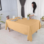 D'Moksha Homes Beige Linen Tablecloth for Rectangle Tables 60 x 140 Inch - Classic Hemstitch 100% Pure Linen Beige Tablecloth - Machine Washable Cloth Table Cloth for Summer, Fall and Halloween