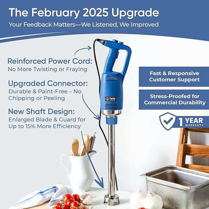 TK Commercial Immersion Blender, 750 Watt/1 HP Variable Speed Motor, 20,000 RPM X-Heavy Duty with Performance Assurance - 18"
