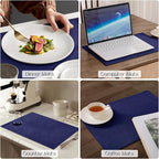 Romanstile Cloth Placemats Set of 4-12 x 18 Inch, Heat Resistant Double Layered Thickened Burlap Place Mats, Washable Faux Linen Farmhouse Table Mats for Kitchen/Dining/Party/Outdoor, Navy Blue