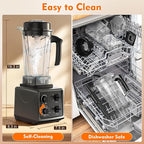 3-in-1 Blender and Food Processor Combo for Smoothies Shakers, 1500W(32000 RPM) Professional Blenders for Kitchen, Adjustable Speed, 68oz BPA-Free Jar, 30s Self-Cleaning (68 oz)