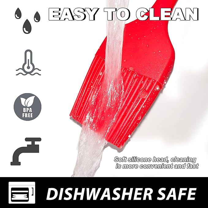 Anaeat 2 Pack Silicone Basting Pastry Brushes - Heat Resistant Brush with Soft Bristles, Hygienic One-Pieces Design, Marinade Brush Great in Baking for Spreading Oil Butter Sauce BBQ Grill