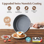 SENSARTE Nonstick Cookware Set 23-Piece, Non Stick Pots and Pans Set with Swiss Granite Coating, Healthy Kitchen Cooking Set, Stay-Cool Handles