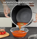 KOCH SYSTEME CS Tri-ply Stainless Steel Stock Pot, 8-Quart Nonstick Hybird 18/10 Stainless Steel Pot with Lid, Soup Pots with Nonstick Honeycomb Interior, Compatible with All Cooktops, Oven Safe