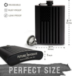 American Flag Liquor Flask - Perfect Holiday Gift for Men, Women, Fathers, or Hard to Shop for People - 304 Stainless Steel Hip Flask (Matte Black, Bonus Funnel, 8 Ounces)