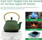 Cast Iron Tea Kettle, Japanese Tetsubin Teapot Coated with Enameled Interior, Durable Cast Iron Teapot with Stainless Steel Infuser for Stovetop Safe(1000ml/34oz)