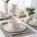 AmorArc Stoneware Dinnerware Sets for 6,Reactive Ceramic Plates and Bowls Set,Highly Chip and Crack Resistant | Dishwasher & Microwave Safe | Round Dishes Set Service for 6 (18pc),Matte White