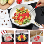 15 Pcs Silicone Cooking Utensils Set, Red Kitchen Utensils Spatula Set with Holder, Large Kitchen Gadgets Tools for Nonstick Cookware