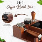 Espresso Knock Box & Tamping Station - Coffee Organizer Box for 58mm Tamper, Distributor, Portafilter Accessories - Includes Cleaning Brush