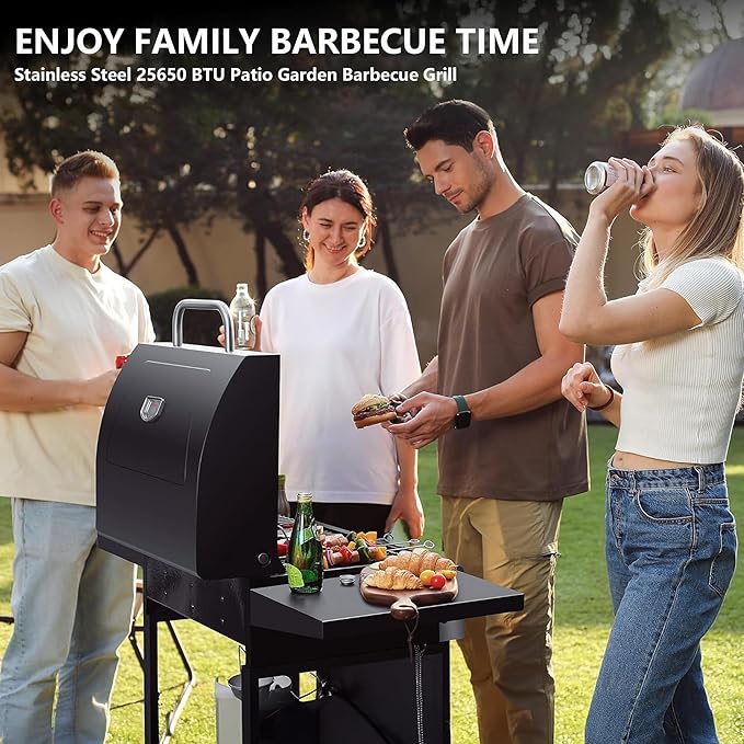 3-Burner Propane Gas BBQ Grill with Plate, 36900 BTU 2 in 1 Propane Griddle Grill Combo with 2 Foldable Side Table for Outdoor Cooking Camping Patio Backyard (3 burner +griddle)