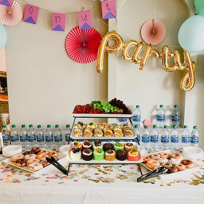 Extra Large 3 Tier Serving Tray Set, 24x22x9.7 inch Cupcake Fruit Cookie Dessert Table Display Stands Melamine Tiered Platters Food Trays for Party Buffet Entertaining, White