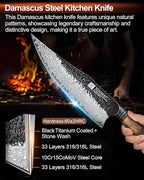XINZUO 8.6 inch Professional Damascus Chefs Knife,67 Layers Damascus Steel Kitchen Knife,10Cr15CoMoV Steel Core,Very Sharp for Vegetables Meat Cutting for Home Kitchen,Burnt White Oak Wood Handle
