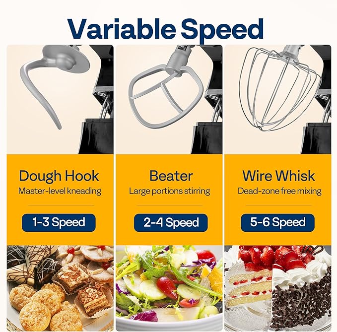 VIVOHOME 9 in 1 Multifunctional Stand Mixer with Fermentation, 6 Speed 7.5 Quart Kitchen Electric Food Mixer with Timer, Meat Grinder, Juice Blender, Vegetable Slicer, Pasta and Cookie Maker, Black