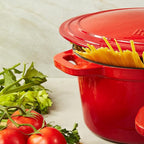 BergHOFF 10Pc Neo Enameled Cast Iron Cookware Set, Matching Lid, Oven Safe Up To 400°F, Red
