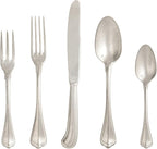 Fortessa San Marco 18/10 Flatware 5 Piece Place Setting, Service for 1, Antique Silver