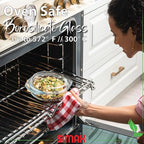 Simax Casserole Dish With Lid, 24 Ounce Round Glass Cookware, Oven and Microwave Safe Borosilicate Glass, Made In Europe 0.75 Qt