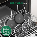 MOMOSTAR Hybrid Nonstick 6-Piece Frying Pan Set, 8, 10 and 12-Inch Cookware Sets with Tempered Glass Lids, Dishwasher & Oven Safe, Induction Ready, Compatible with All Cooktops