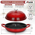 Bread Oven for Sourdough (5.5 QT), Joyfair Enamaled Cast Iron Bread Dutch Oven with Lid, Sourdough Bread Baking Pan with Heavy Duty Dual Handles, Non-Stick & Even Cooking, Oven-safe up to 500°F, Red