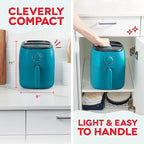 DASH Tasti-Crisp™ Electric Air Fryer Oven, 2.6 Qt., Teal – Compact Air Fryer for Healthier Food in Minutes, Ideal for Small Spaces - Auto Shut Off, Analog, 1000-Watt