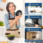 HOTEC BPA Free Unbreakable Wheat Straw Cereal Bowls - Microwave & Dishwasher Safe Soup and Salad Bowls, Set of 8, 26oz, Black