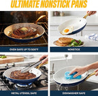 Gotham Steel 12 Pc Ceramic Cookware Set Nonstick, Ceramic Pots and Pans Set Non Stick with Steamer for Cooking, Non Toxic PFOA PFOS Free, Premium Stay Cool Handles, Oven & Dishwasher Safe