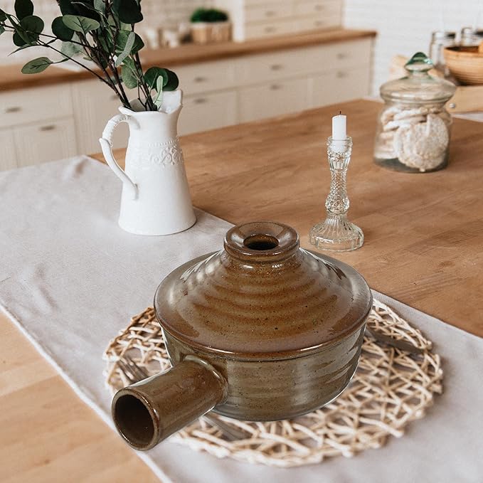 Clay Pot, STOBAZA Casserole with Lid, Clay Cooking Pot Ceramic Saucepan Pot Soup Casserole Pot for Cooking Rice Soup Food Stoneware Bakeware Microwave Oven Safe