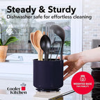 Plastic Rotating Extra Large Utensil Holder Crock with No-Tip Weighted Base, Removable Divider, And Gripped Insert - Dishwasher Safe Kitchen Utensil Holder For Kitchen Counter: Blue Utensil Caddy