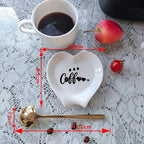 Heart-shaped Coffee Spoon Rest, Mini Coffee Spoon Holder, Coffee Stirrers, Teaspoon, Bar Spoon Rest, Coffee Bar Accessories (Ture white+Gold Spoon)