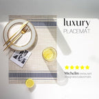 LEXMORE PlaceMats Set of 12 Vinyl/Plastic Woven Place Mats for Kitchen Table Indoor/Outdoor Washable PlaceMat Wipeable Dining Table Mats(Blue Skyline)