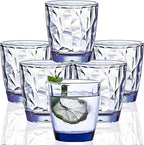 10 Oz Unbreakable Tritan Drinking Glasses Shatterproof Acrylic Glasses Drinkware BPA Free Hard Plastic Cups Reusable Kitchen Water Glasses Drinking Set of 6 (Blue)