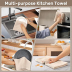 Large Kitchen Hand Towels,6 Pack Cotton Waffle Weave Dish Towel for Drying, Cleaning Cloth for Kitchen Dishes - Extra Absorbent and Soft - 16 x 28 inch (Cream-6 Pack)