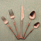 Gugrida Unique Flatware Set - 20 Piece Iridescent Silverware Sets | 18/10 Stainless Steel Reusable Cutlery Set | Luxury Rose Gold Utensils Service For 4 with Dessert Fork, Knife, Spoon, Dinner Fork