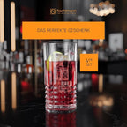 Nachtmann Highland Collection Crystal 6” Long Drink Glasses, Set of 4, With Different Glass Patterns, For Cocktails or Non- Alcoholic Beverages,445 ml, Dishwasher Safe