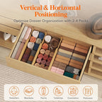 Lifewit 8 Pack Drawer Dividers Bamboo 5" High, 12-17" Adjustable Clothes Drawer Organizers, Expandable Dresser Separators in Bedroom/Bathroom/Kitchen/Office Organization and Storage