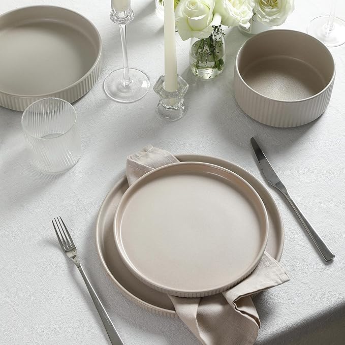 Stone Lain Haven 4-Piece Salad Plate Set Stoneware, Beige