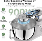 Kitchen in the box Stand Mixer - 6.5 Quart Mixing Bowl with Handle, 900 Watt Powerful Heavy Bread Dough Standing Mixers Tilt-head with Dough Hook, Whisk, Flat Beater and Splash Guard (Green)