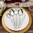 KEAWELL Premium Versailles Silverware Set, 45-Piece flatware set for 8, 18/10 Stainless Steel, Heavy-Duty, Mirror Polished, Royal Engraved Handle, For Formal Dining, Dishwasher Safe (45, Silver)