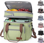 Maelstrom Lunch Bag Women,23L Insulated Lunch Box For Men Women,Expandable Double Deck Lunch Cooler Bag,Lightweight Leakproof Lunch Tote Bag With Side Tissue Pocket,Green