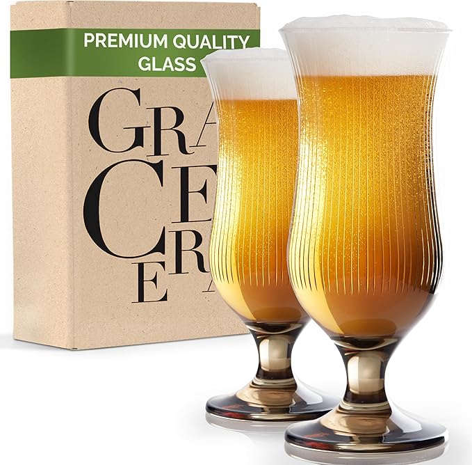 Unique Cocktail Glasses Classic Belgian Beer, Pint Craft, Pilsner IPA Beer, Solid Glassware, Cocktail Set Premium Glassware Professional Quality Beer Glasses Set of 2-15oz