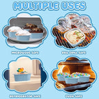 Aoriher 150 Pieces 10 oz Mini Cake Pans with Lids Aluminum Foil Baking Cups Square Disposable 4" x 4" Large Cupcake Cups Baking Tins for Kitchen Brownie Pudding Desserts Holders(Sky Blue)