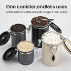 Veken Coffee Canister, 39OZ Large, Airtight Stainless Steel Food Storage Container for 2.2lbs Coffee Beans, Ground, Sugar, Tea, Flour, Cereal, Kitchen Bar Accessories with Date Tracker & Scoop, Silver