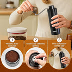 Manual Coffee Grinder with Adjustable Grind Setting - Steel Burr Hand Grinder for Espresso, French Press, Pour Over - Portable Coffee Bean Grinder for Travel, Office