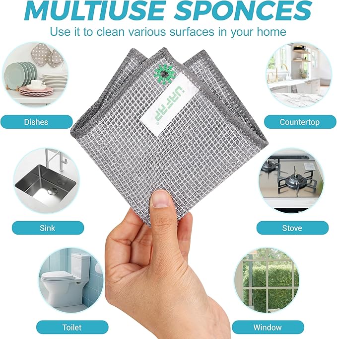 12 Pcs New Upgrade 3-Layer Non Scratch Wire Dishcloth,Cleans Fast Without Scratching, Stands Up to Stuck-on Grime, Multi-Surface Safe, Cleaning Power for Everyday Jobs 7.87“ x 7.87”