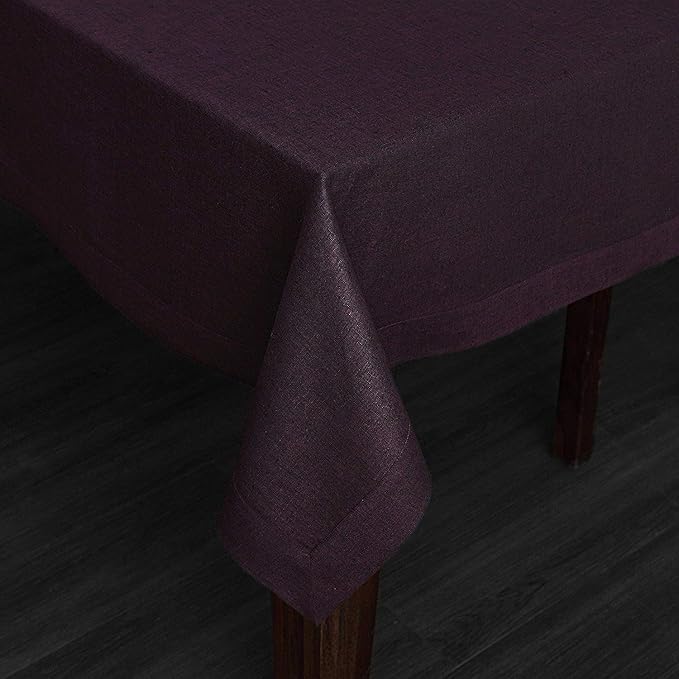 Solino Home Grape Linen Tablecloth 60 x 108 Inch - 100% Pure Linen Table Cloth for Rectangle Tables - Athena, Machine Washable Tablecloth for Summer, Fall, Autumn, Halloween